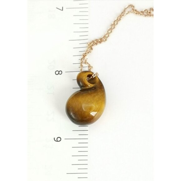 Vintage Tigers Eye Carved Pendant in Rose Gold Chain - Picture 4 of 6